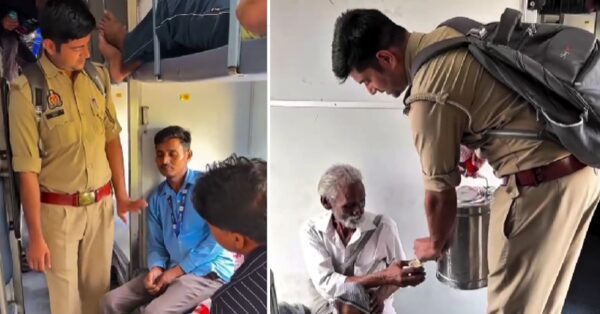 Policeman Turns Tea Seller On Train To Help Sleeping Vendor, Netizens Call It Humanity At Its Best