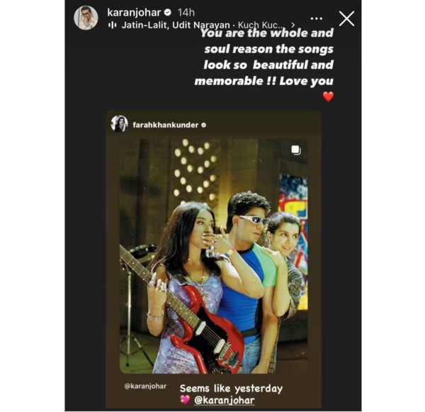 Karan Johar Calls Farah Khan The ‘Heart And Soul’ Behind Iconic Songs Of Kuch Kuch Hota Hai - RVCJ Media
