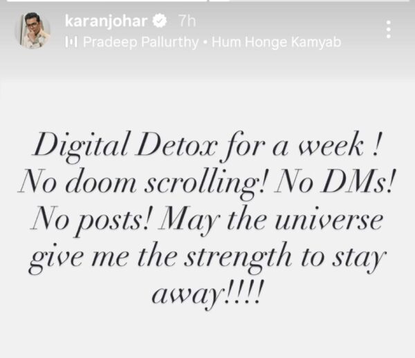 Karan Johar Goes On A Digital Detox, “May The Universe Give Me The Strength To Stay Away” - RVCJ Media