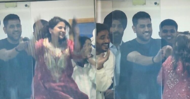 Ms Dhoni’s Priceless Reaction To Sakshi’s “Early Celebration” During Ind-Eng Thriller Goes Viral 1 MS Dhoni’s Priceless Reaction To Sakshi’s “Early Celebration” During Ind-Eng Thriller Goes Viral