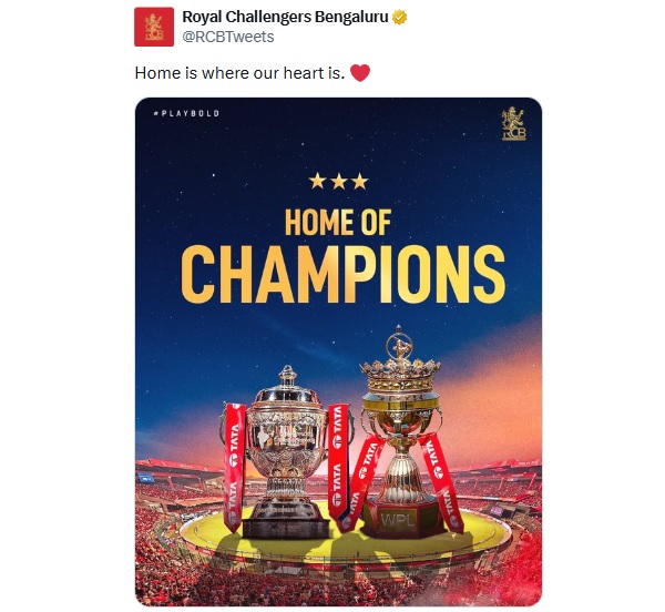 “Home Is Where….,” RCB’s Cryptic Post Sparks Big Hint About Chinnaswamy Comeback - RVCJ Media