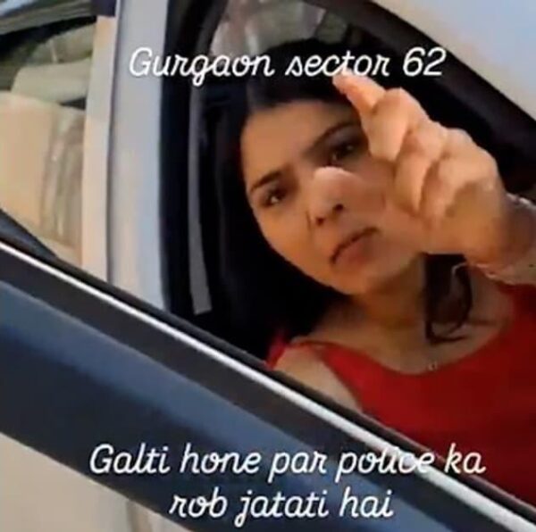 “Mera Husband Police Mein Hai,” Gurugram Road Argument Goes Viral After Woman Threatens Pedestrian 3 “Mera Husband Police Mein Hai,” Gurugram Road Argument Goes Viral After Woman Threatens Pedestrian - RVCJ Media