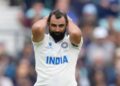 Mohammed Shami running in to bowl during a match