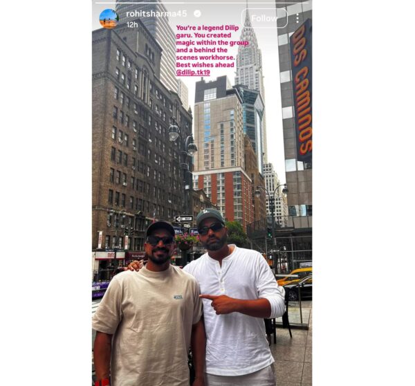 “You Created Magic,” Rohit Sharma’s Insta Story For T Dilip Goes Viral After Coach’s Farewell 3 “You Created Magic,” Rohit Sharma’s Insta Story For T Dilip Goes Viral After Coach’s Farewell - RVCJ Media