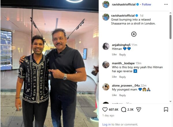 Rohit Sharma’s Fresh Look Steals The Show During Surprise London Reunion With Ravi Shastri - RVCJ Media