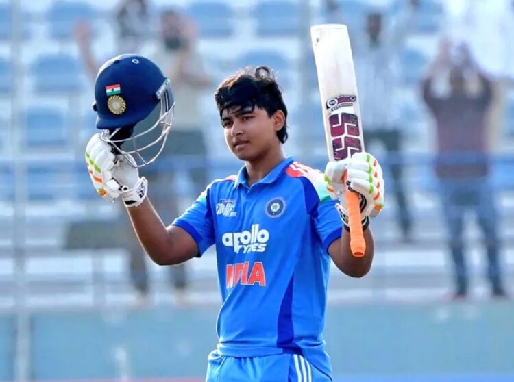 Vaibhav Sooryavanshi playing a shot for Rajasthan Royals in the IPL