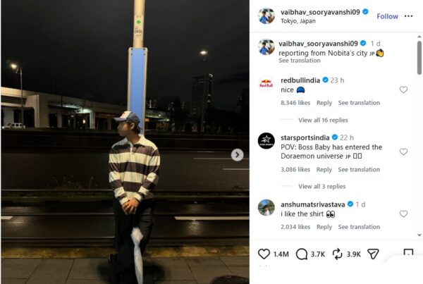 Vaibhav Sooryavanshi Channels His Inner Nobita In Japan, His Doraemon Post Goes Viral - RVCJ Media