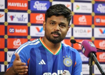 Sanju Samson in Chennai Super Kings jersey during an IPL match