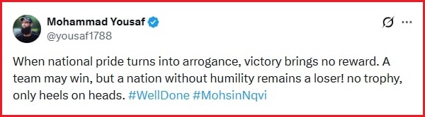 Ex-Pak Player Mohammad Yousuf Gets Slammed For Backing Mohsin Naqvi In Trophy Controversy 3 Ex-Pak Player Mohammad Yousuf Gets Slammed For Backing Mohsin Naqvi In Trophy Controversy - RVCJ Media