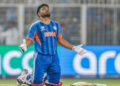 Sanju Samson batting for India in a T20I match